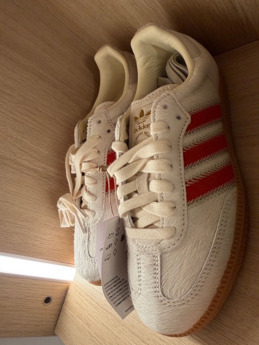 adidas Cream Sneakers with Red Stripes